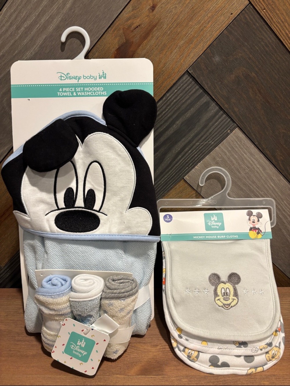 Disney Mickey Mouse Blue Hooded Towel & Bib Set